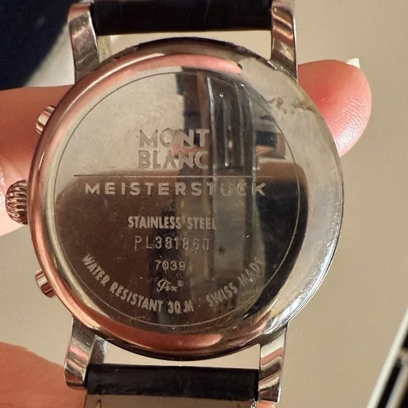 Montblanc Silver and Black Chronograph Watch with mother of 